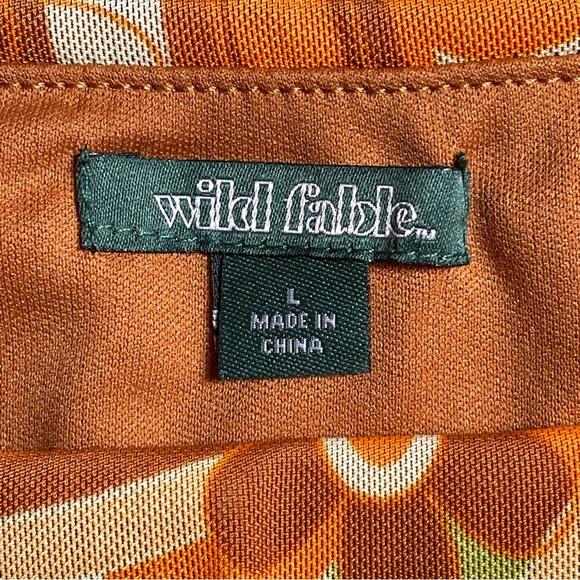 Wild Fable™ Size Large Mesh Side Ruched Mini Skirt Orange Green Browns NWT - Picture 9 of 10